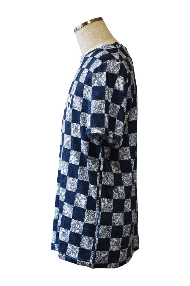 SAYSKY 塩っぱい ペイズリー柄 Tシャツ ネイビー サイズS