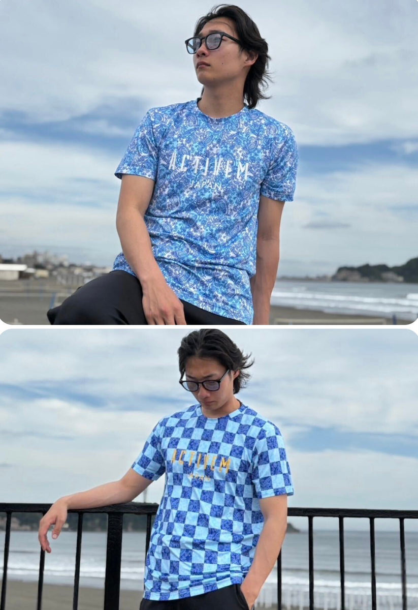 ペイズリー柄【ブルー】Tシャツ ※左袖にマーキング可 – ActiveM JAPAN