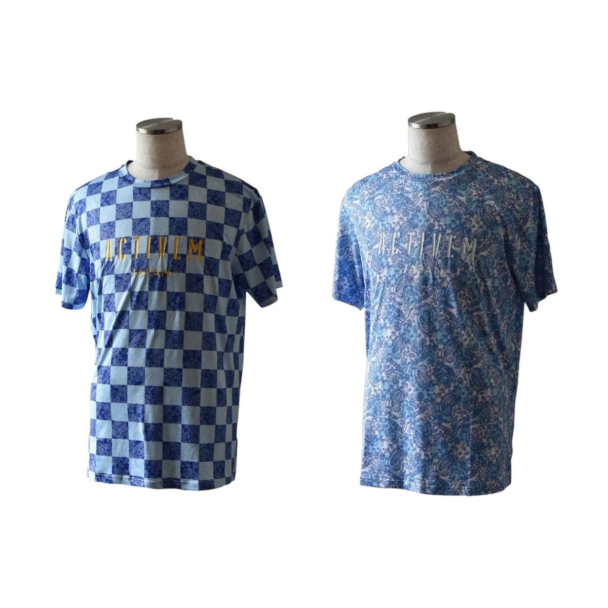 ペイズリー柄【ブルー】Tシャツ ※左袖にマーキング可 – ActiveM JAPAN