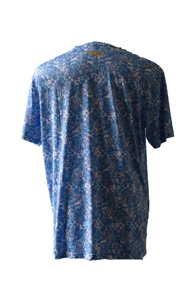 ペイズリー柄【ブルー】Tシャツ ※左袖にマーキング可 – ActiveM JAPAN