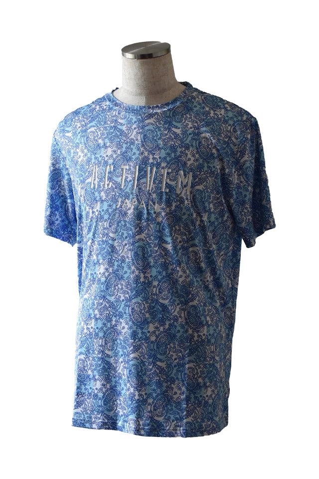 ペイズリー柄【ブルー】Tシャツ ※左袖にマーキング可 – ActiveM JAPAN