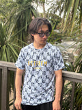 【ネイビー ・ホワイト】ペイズリー柄Tシャツ　※左袖にマーキング可