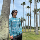 スポーツタイポグラフィ【エメラルド】ストレッチロングTシャツ ※左袖にマーキング可