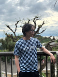 【ネイビー ・ホワイト】ペイズリー柄Tシャツ　※左袖にマーキング可
