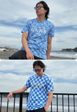 ペイズリー柄【ブルー】Tシャツ　※左袖にマーキング可