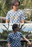 【ネイビー ・ホワイト】ペイズリー柄Tシャツ　※左袖にマーキング可