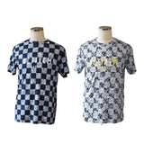 【ネイビー ・ホワイト】ペイズリー柄Tシャツ　※左袖にマーキング可