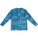スポーツタイポグラフィ【エメラルド】ストレッチロングTシャツ ※左袖にマーキング可