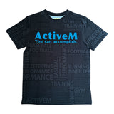スポーツタイポグラフィ【ブラック】 Tシャツ ※左袖にマーキング可