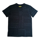 スポーツタイポグラフィ【ブラック】 Tシャツ ※左袖にマーキング可