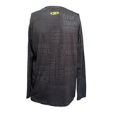 スポーツタイポグラフィ【ブラック】ストレッチロングTシャツ ※左袖にマーキング可