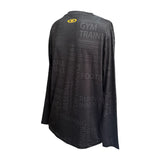 スポーツタイポグラフィ【ブラック】ストレッチロングTシャツ ※左袖にマーキング可